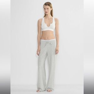 Aritzia Light Gray Classic Waffle Knit Wide Leg Pants